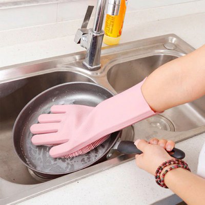 Замовити Силіконові рукавички Magic Silicone Gloves Pink для прибирання чистки миття посуду для будинку. BJ-621 Колір рожевий ws22283 в магазині IBANAN