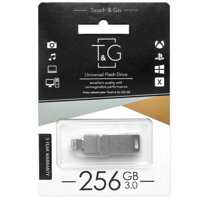 Замовити Флеш-драйв T&G 008 Metal series USB 3.0 - Lightning 256GB (Срібний) 63441 в магазині IBANAN