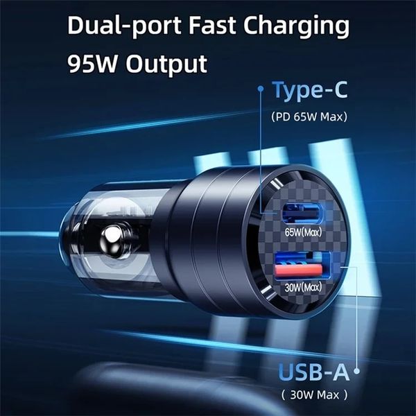 Автомобільний зарядний пристрій Usams US-CC176 C36 95W (USB + Type-C: Універсальне рішення для швидкої зарядки 6958444904511 фото 6 Купить в интернет-магазине IBANAN