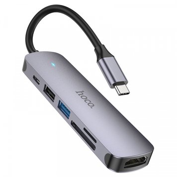 Хаб Type-C Hoco HB28 (HDTV+USB3.0+USB2.0+SD+TF+PD) ЦУ-00037847 фото 1 Купити в інтернет-магазині IBANAN