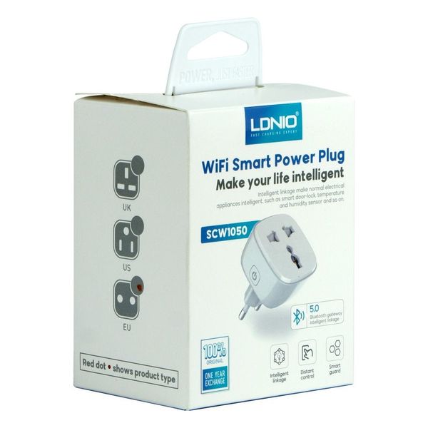 МЕРЕЖЕВИЙ ФІЛЬТР LDNIO SCW1050 Розумна розетка Smart House Wi-Fi Adapter WHITE