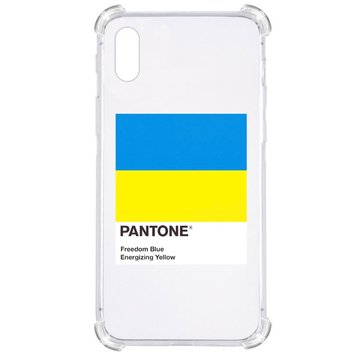 Прозрачный противоударный чехол для iPhone X/XS С принтом: PANTONE flag of Ukraine 3701015213 фото 1 Купить в интернет-магазине IBANAN