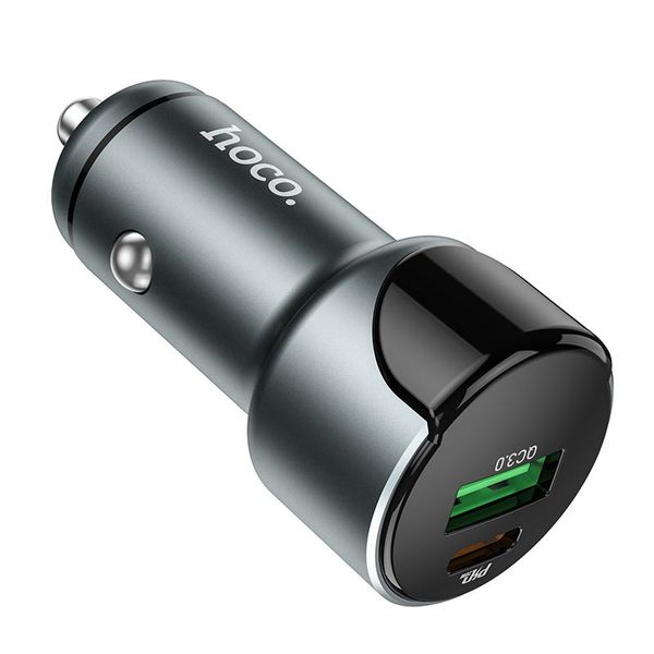 ОЗУ Hoco Z42 Light road dual port digital display PD20W + QC3.0 car charger Metal Gray 6931474742551 фото 2 Купить в интернет-магазине IBANAN