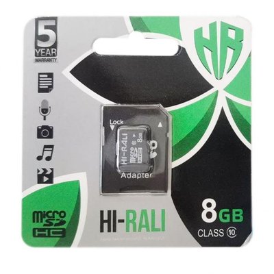 Замовити Карта Пам'яті Hi-Rali MicroSDHC 8gb 10 Class & Adapter ЦУ-00038998 в магазині IBANAN